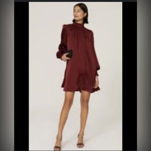 Little Moon Maroon Long Sleeve Dress